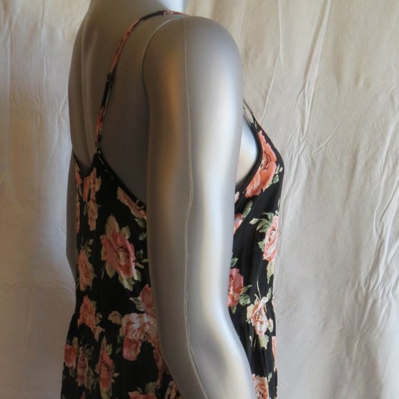 XXI Black with Orange Flower Spaghetti Strap Dress - Picture 4 of 8